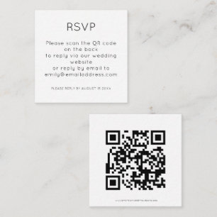 Simple QR Code Black White Wedding RSVP  Enclosure Card