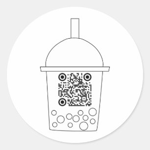 Simple QR Code Boba Tea Sticker