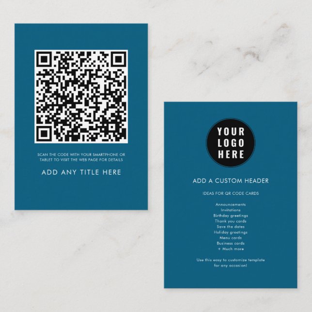 Simple QR Code Business Logo Minimalist Card (Front/Back)