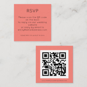 Simple QR Code Coral Rose Wedding RSVP  Enclosure 