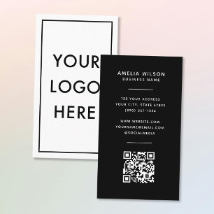 Simple QR Code Logo Border Frame Vertical Business Card