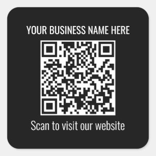 Simple QR Code Modern Black Square Sticker