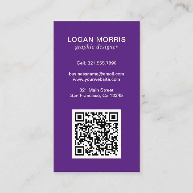 Simple QR Code Modern Business Card (Front)