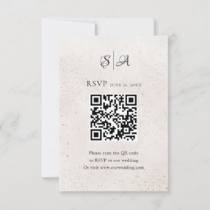 Simple QR Code Monogram Wedding RSVP Card