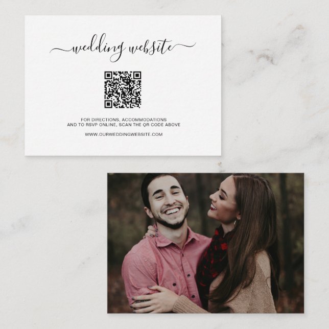 Simple QR Code Photo Modern Wedding Enclosure Card (Front/Back)