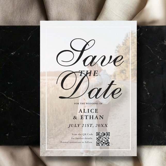 Simple QR Code Photo Wedding Save The Date (Creator Uploaded)