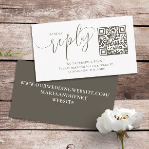 Simple QR Code RSVP Online Calligraphy Script Enclosure Card