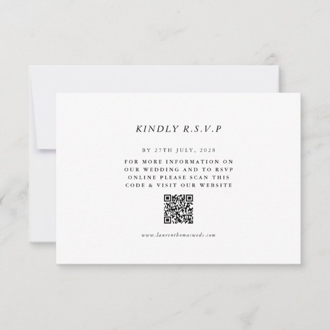 Simple QR Code RSVP Wedding Response Card (Front)