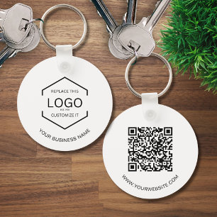 Simple QR Code Website Business Logo Round Key Ring