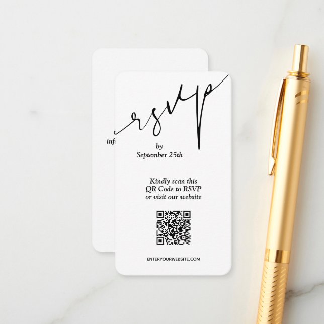 Simple QR Code Wedding Enclosure Card (Front/Back In Situ)