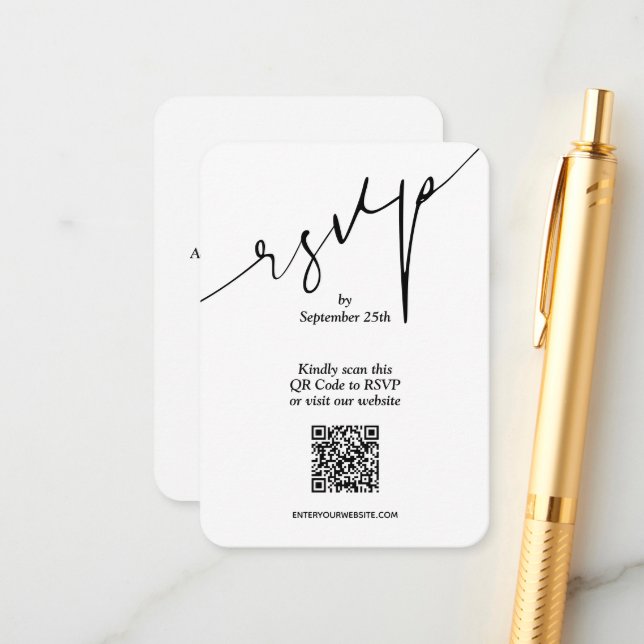 Simple QR Code Wedding Enclosure Card (Front/Back In Situ)