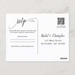 Simple QR Code Wedding Event RSVP Response Reply Postcard