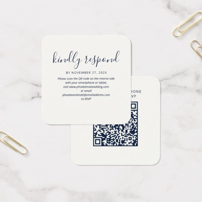 Simple QR Code Wedding Website RSVP Enclosure Card (Office)
