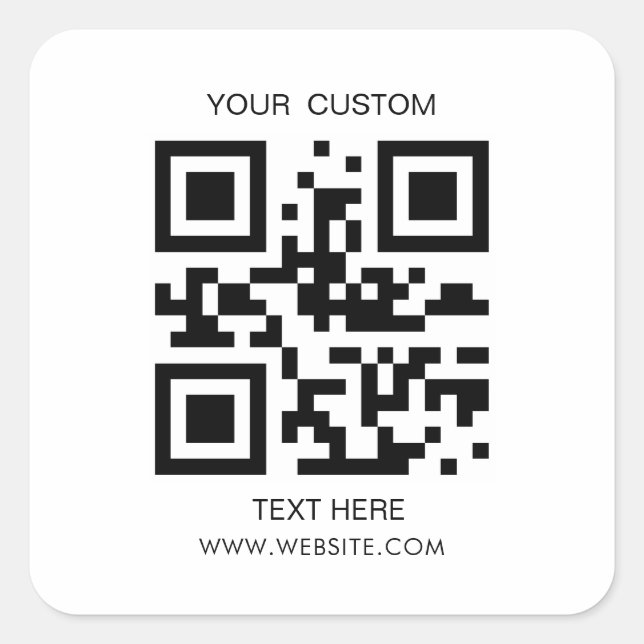 Simple QR Small Business Custom QR Code  Square Sticker (Front)