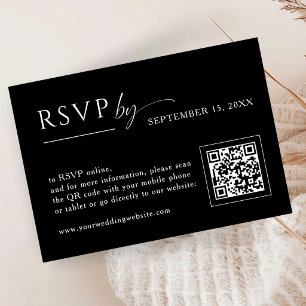 Simple QRCode Minimalist Black Wedding RSVP Card