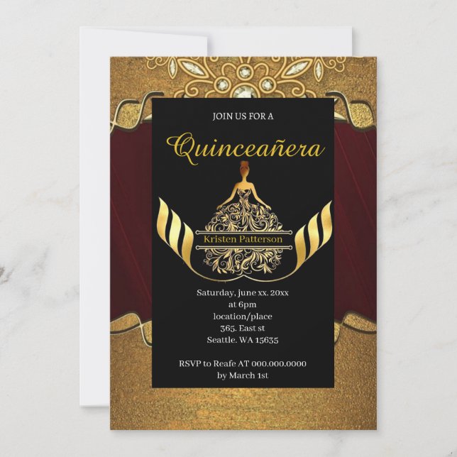 Simple Quinceanera Invitation (Front)