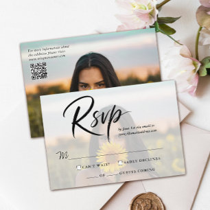 Simple Quinceanera Photo QR Code And Modern Script RSVP Card