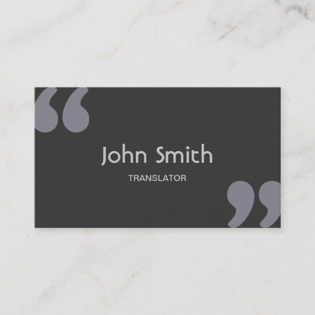 Simple Quotation Marks Translator Business Card (Front)