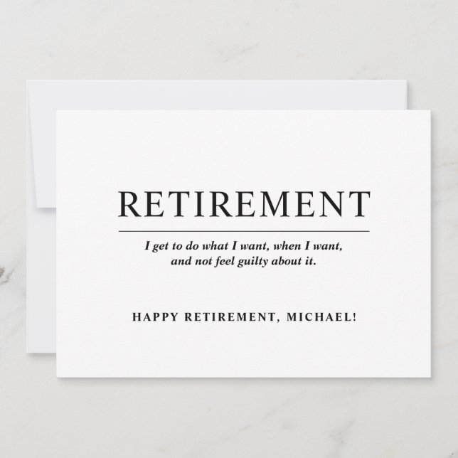 Simple Quote Black and White Retirement Party Invitation (Front)