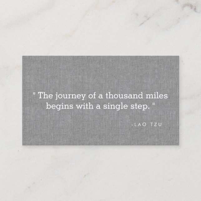 Simple Quote on Grey Linen Authors, Writers Business Card (Front)