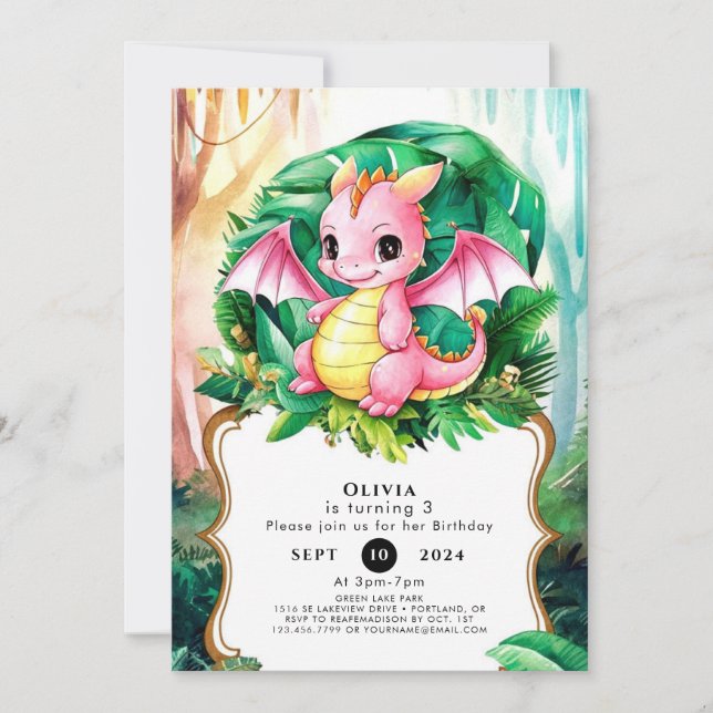 Simple Radiant Dragon Birthday Invitation (Front)