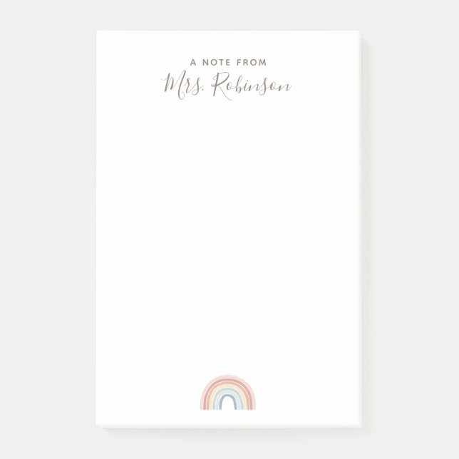 Simple Rainbow Teacher Appreciation Post-it Notes (Front)