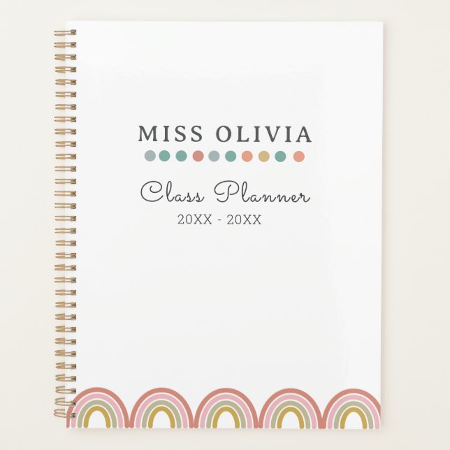 Simple Rainbow Teacher Planner | Custom Gift (Front)