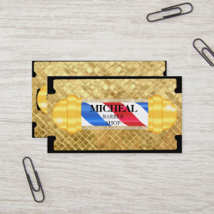 Simple Razor Gold Blade Barber Business Card