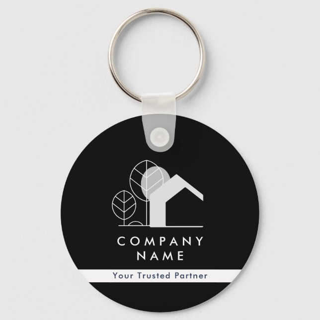 Simple Real Estate Agent Black and White Qr code Key Ring (Front)