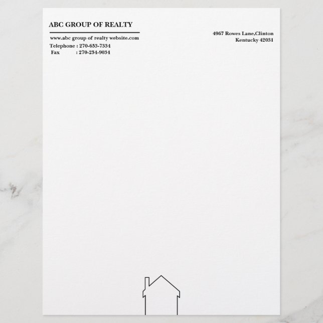 Simple Real Estate  Custom Letterhead (Front)