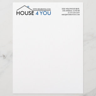 Simple Real Estate House Logo Custom Letterhead