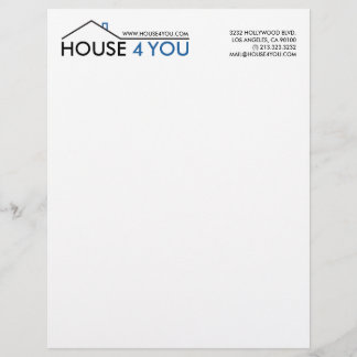 Simple Real Estate House Logo Custom Letterhead