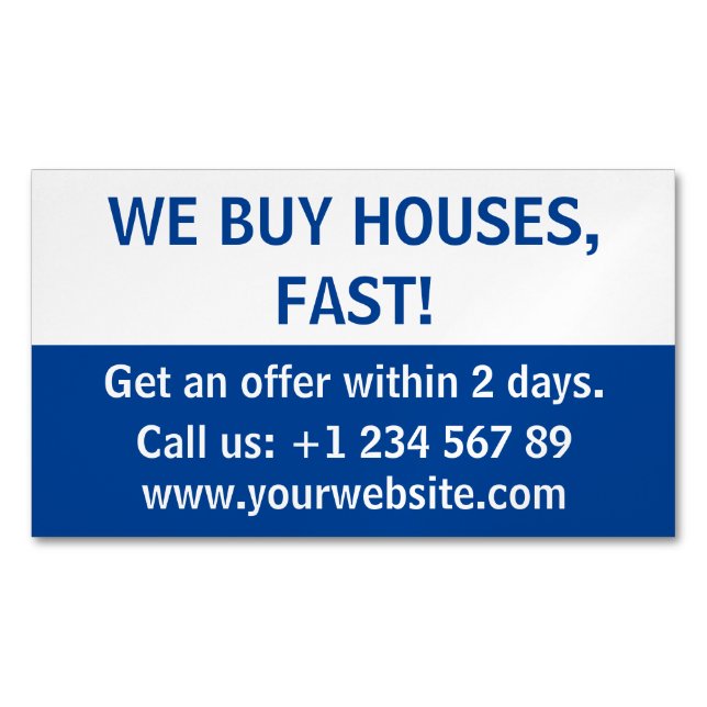 Simple Real Estate Investor  We Buy Houses Folded Magnetic Business Card (Front)