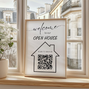 Simple Real Estate Open House Sign In QR Code Flyer