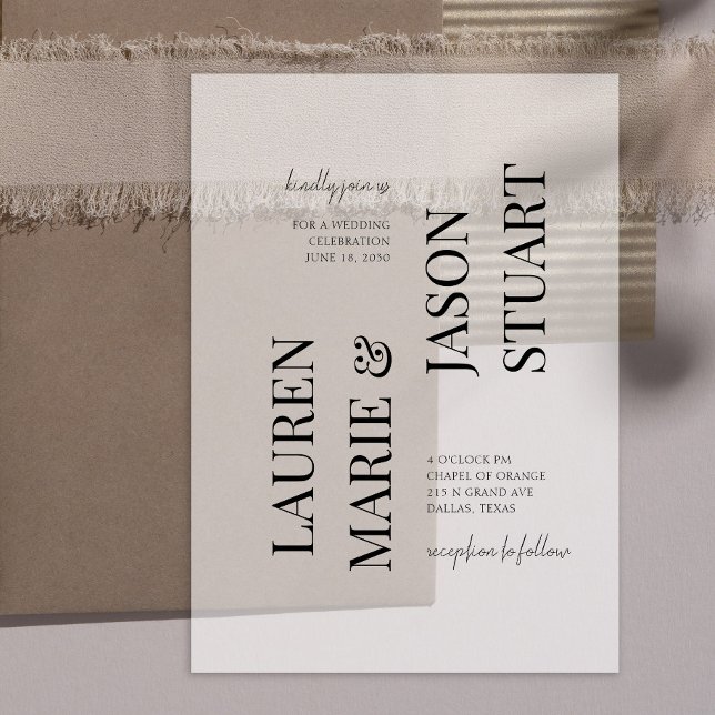 Simple Real Vellum Overlay Typography Wedding Invitations (Creator Uploaded)