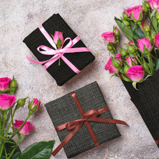 Simple Realistic Burlap Rustic Black Grey Charcoal Wrapping Paper Sheet