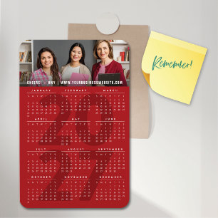 Simple Red 2023 Calendar Minimalist Holiday Photo Magnet