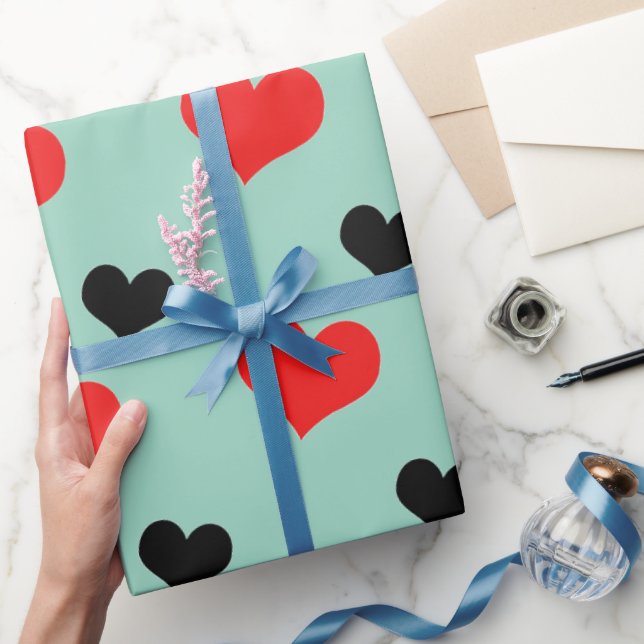 Simple Red and Black Hearts Wrapping Paper (Gifting)
