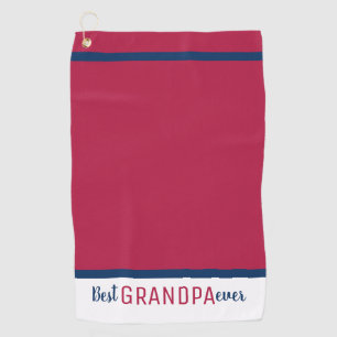 Simple Red And Blue Best Grandpa Ever Golf Towel