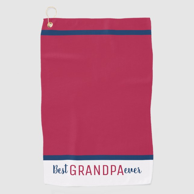Simple Red And Blue Best Grandpa Ever Golf Towel (Front)