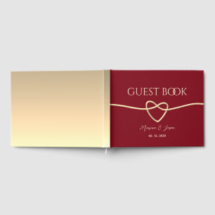 Simple Red and Gold Elegant Wedding Guest Book