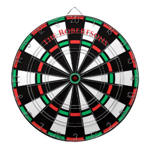 Simple Red and Green Christmas Family Name Dartboard