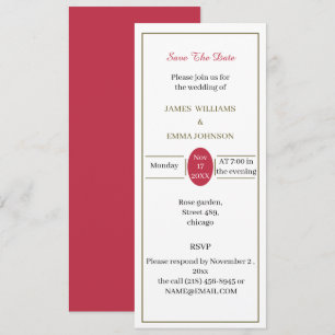 Simple Red And Green Personalised Save The Date Invitation