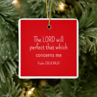 Simple Red and White Faith in God Bible Verse Ceramic Ornament