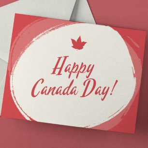 Simple Red and White Minimalist Maple Leaf Postcard