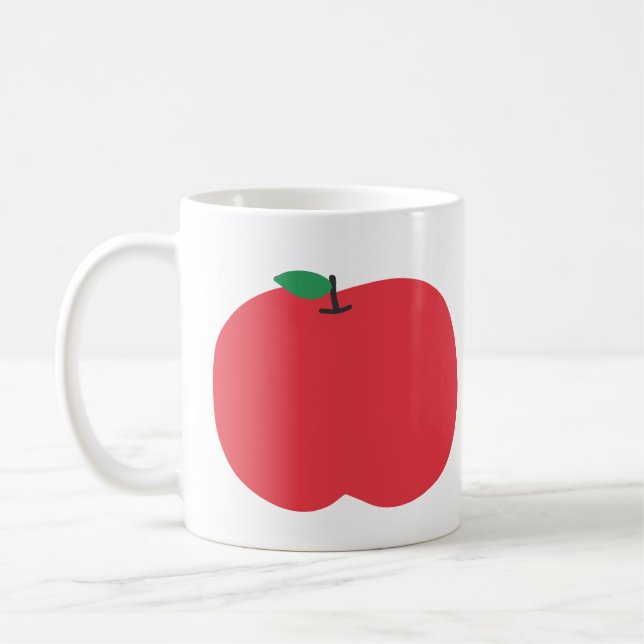 Simple Red Apple Fruit Gift Coffee Mug (Left)