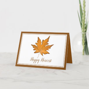 Simple Red Autumn Maple Leaf Holiday Card