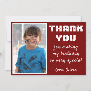 Simple Red Birthday Thank you Photo Card