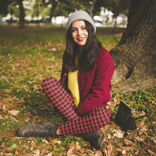Simple Red Black Rustic Chic Buffalo Check Pattern Leggings