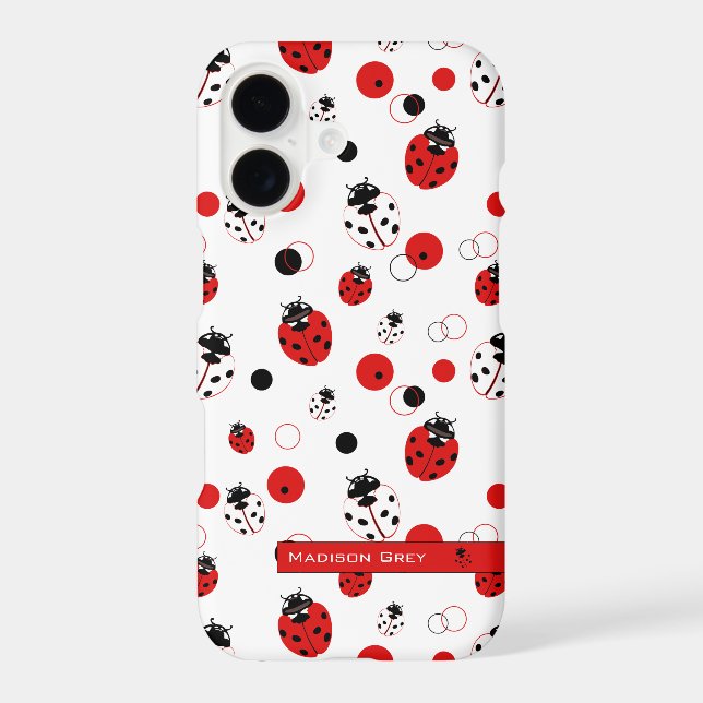Simple Red, Black & White Ladybug Pattern (Back)